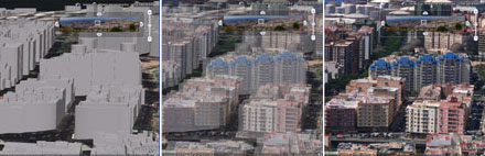 Imagen gigapan en Google Earth con capa Edificios 3D