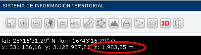 Coordenada z en el visor de IDECanarias