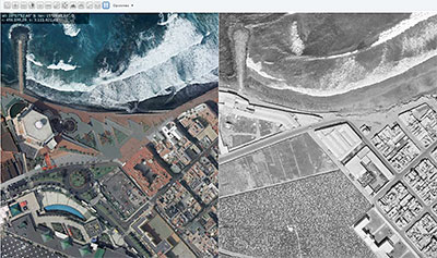 Doble ventana OrtoExpress actual y de 1966 en el visor de IDECanarias