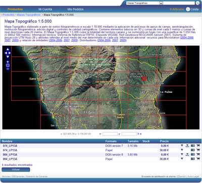 Consulta del Mapa Topográfico 1:5.000 en Tienda Virtual
