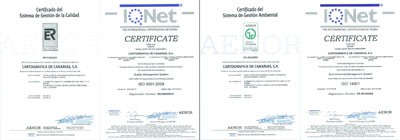 Certificados UNE-EN ISO 9001:2008 y UNE-EN ISO 14001:2004