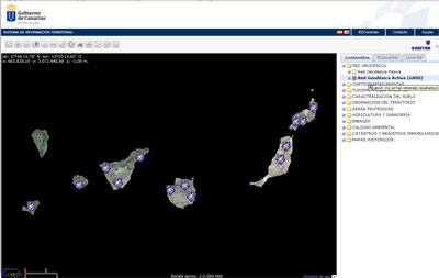 Estaciones GNSS en el visor de IDECanarias