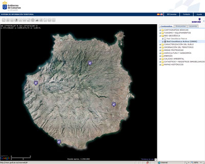 Estaciones GNSS en Gran Canaria desde el visor de IDECanarias