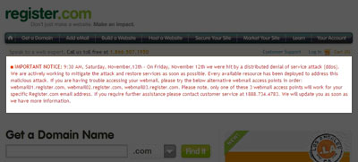 Ataque ddos a register.com