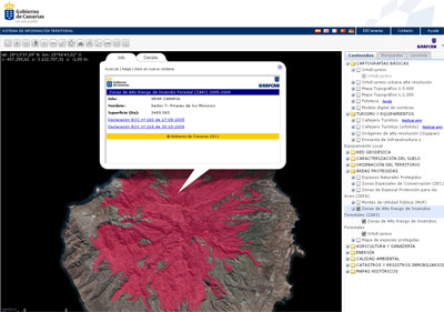 Zonas de Alto Riesgo de Incendio desde el visor de IDECanarias