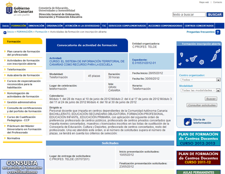 Portal web de formación online de la Consejería