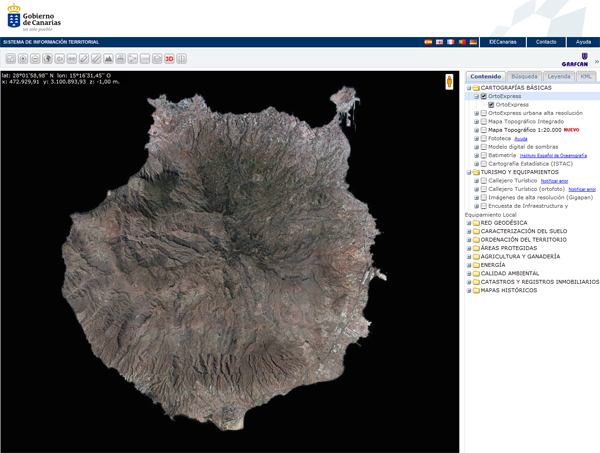 Ortofoto de Gran Canaria de 2012 desde el visor de IDECanarias