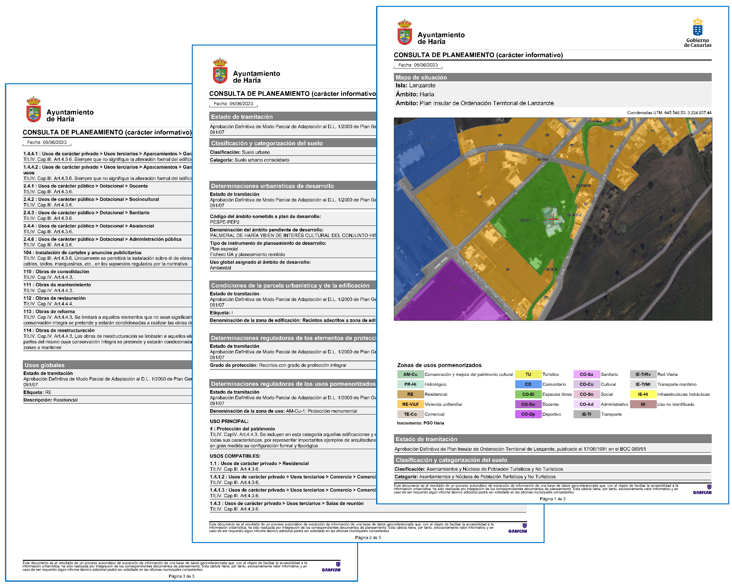 Informe de consulta urbanística - Planeamiento sistematizado