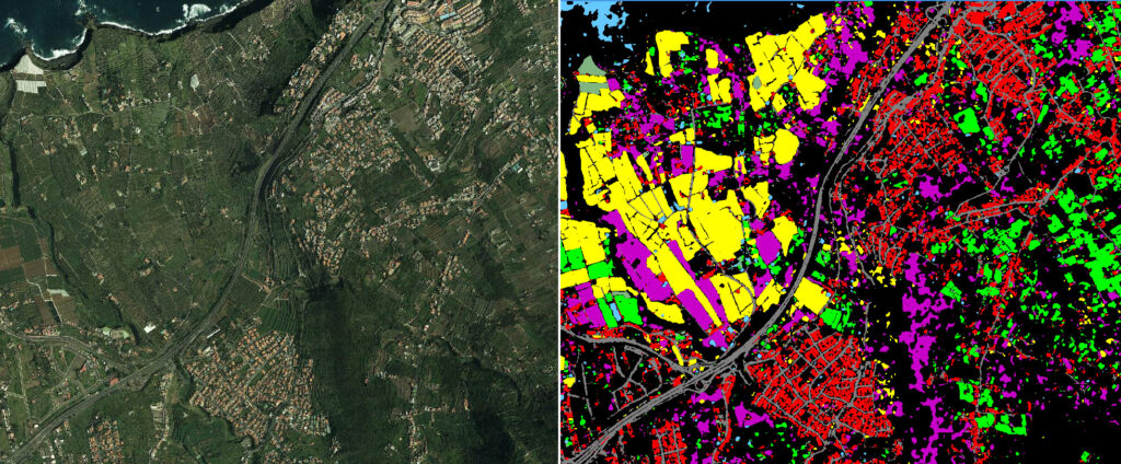Example of segmentation on aerial images extracting different types of land use (including agricultural uses)