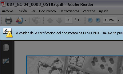 Validación de los certificados digitales de las ampliaciones de Fototeca